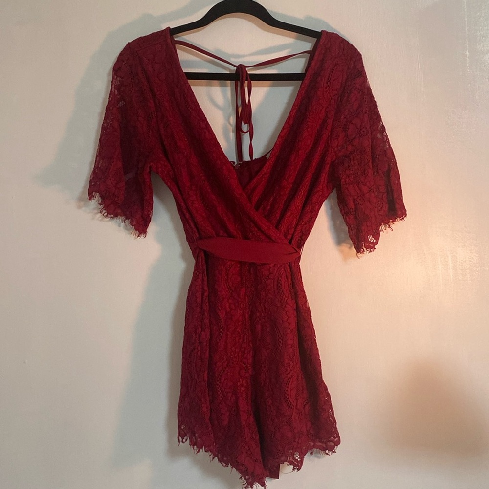 Red Lace Romper
